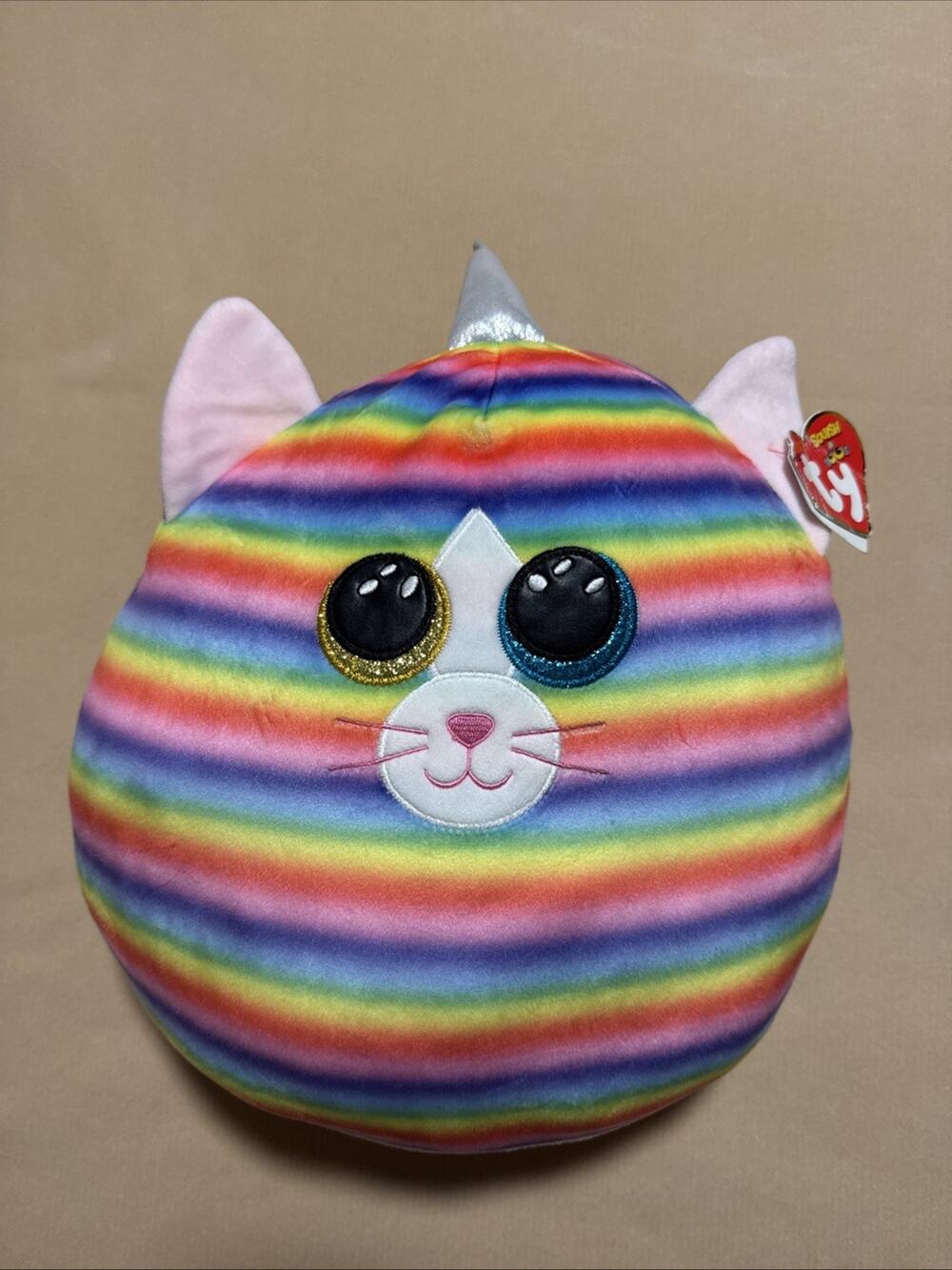 NEW 2021 TY Squish-a-Boos HEATHER the Cat Rainbow Cushion Pillow (Size 14")